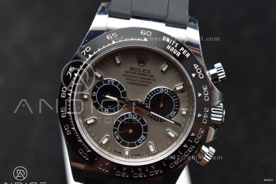 Daytona Dial DD4130 Steel Best Edition 904L 116519 VSF flex Strap on 1:1 Gray Oyster 0126